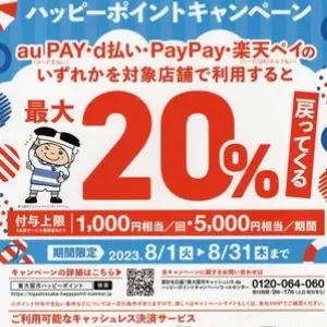 東大阪キャッシュレスdeハッピーポイントキャンペーンのサムネイル